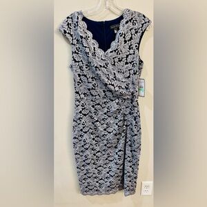 NWT Jessica Howard‎ Navy & Silver Lace Cocktail/MOB/MOG Dress